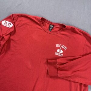 VTG Polo Jeans Co Shirt Men 4XLT Red Long Sleeve RL-67 Logo Graphic Tee Big Tall